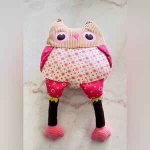 Pottery Barn Kids Penny Owl Corduroy Pink Plush Toy Pillow Stuffed Animal